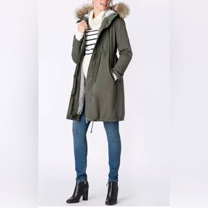 Seraphine 3-in-1 maternity/baby-wearing parka olive green size 6